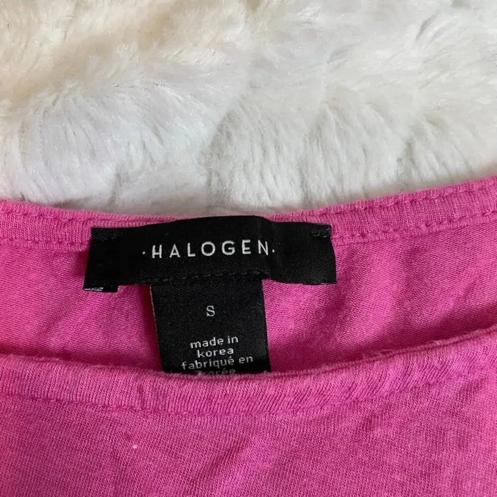 Halogen‎ Pink Off Shoulder Long Sleeve Ruched Bodycon Top Size Small